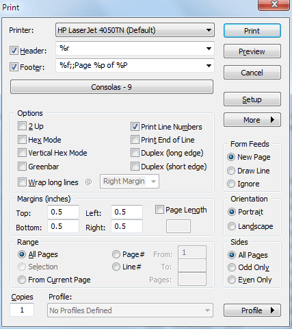 Print Dialog Box